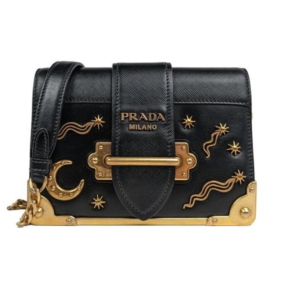 Prada Handbags - Prada Cahier Astrology Moon Star Black Small Leather Cross Body Bag